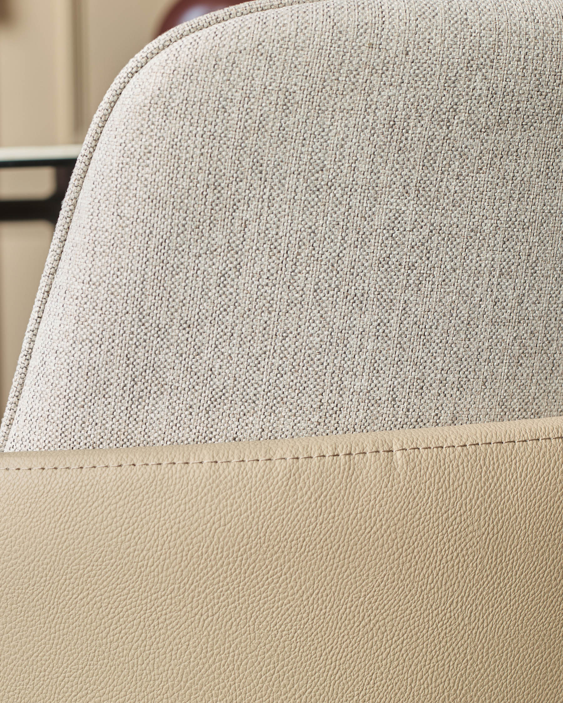 Wren natural fabric and natural faux leather dining chair - Image 8