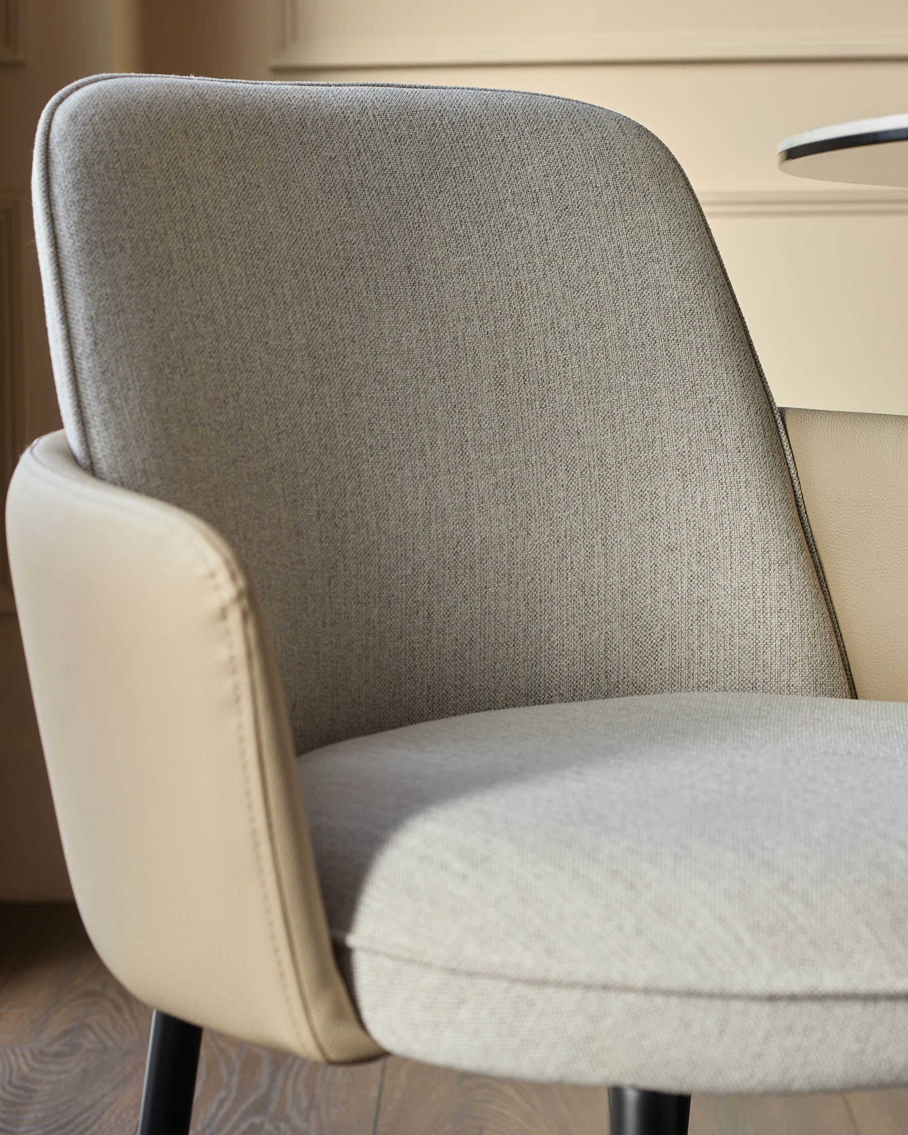 Wren natural fabric and natural faux leather dining chair - Image 9
