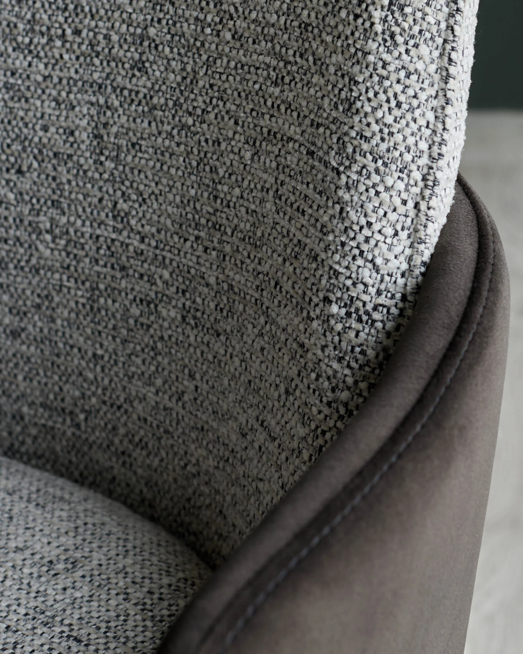 Wren grey fabric and dark chocolate velvet dining chair - Image 3