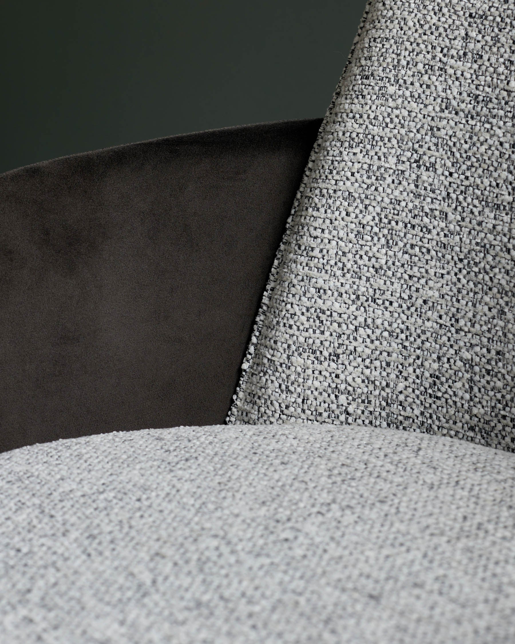 Wren grey fabric and dark chocolate velvet dining chair - Image 5