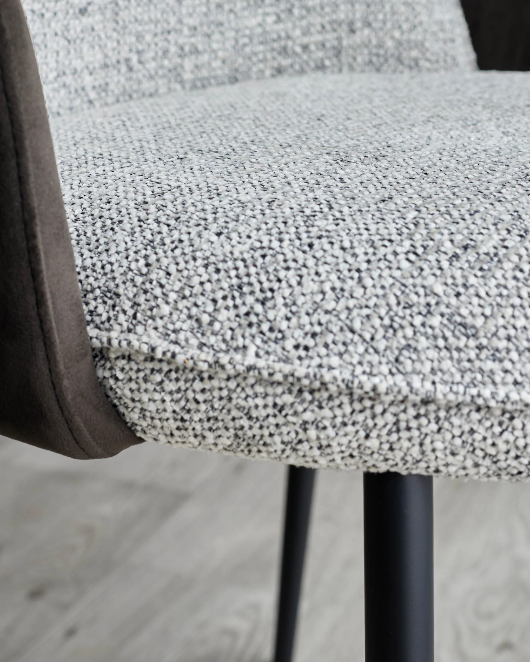 Wren grey fabric and dark chocolate velvet dining chair - Image 8