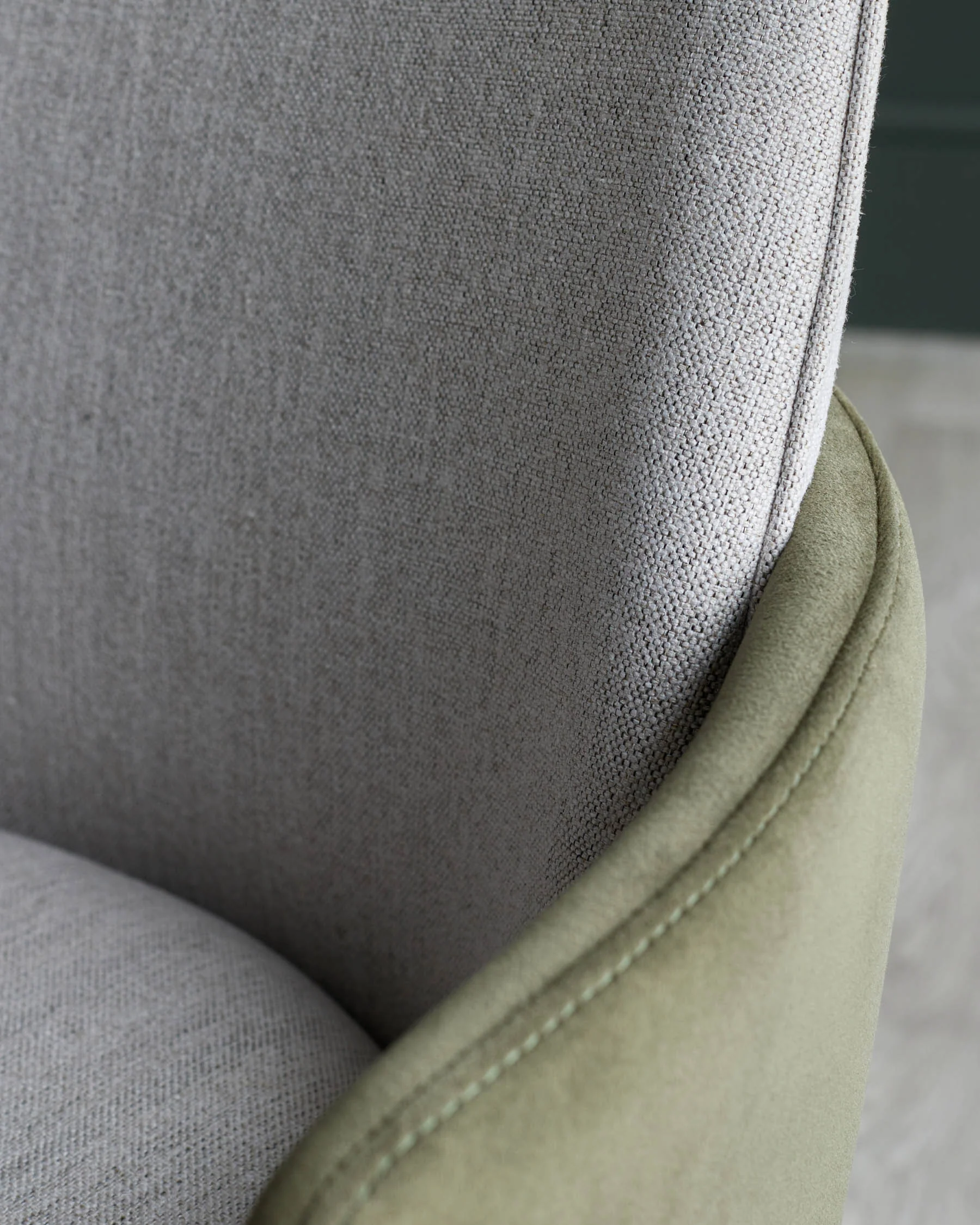 Wren natural fabric and olive green velvet dining chair - Image 3