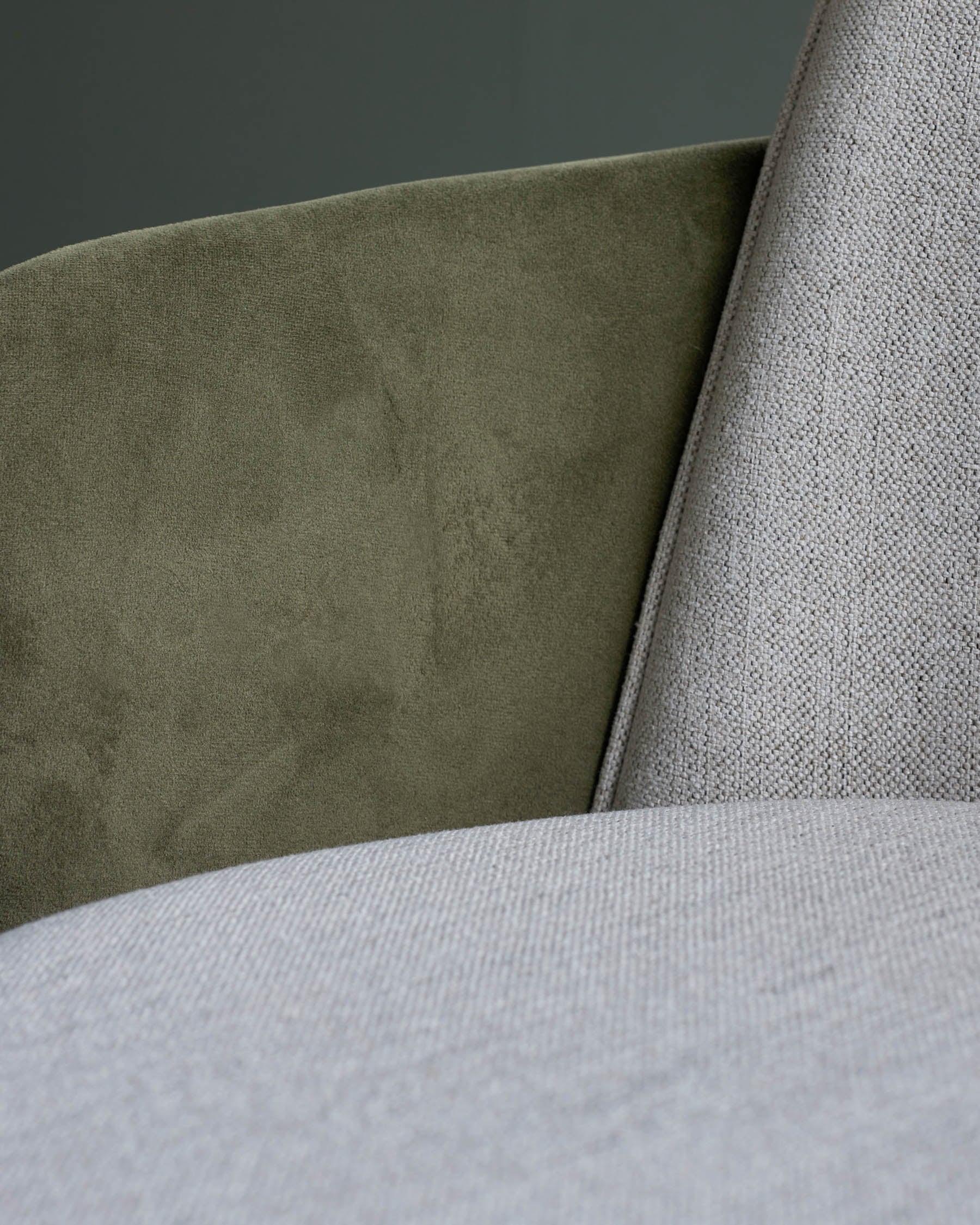 Wren natural fabric and olive green velvet dining chair - Image 5