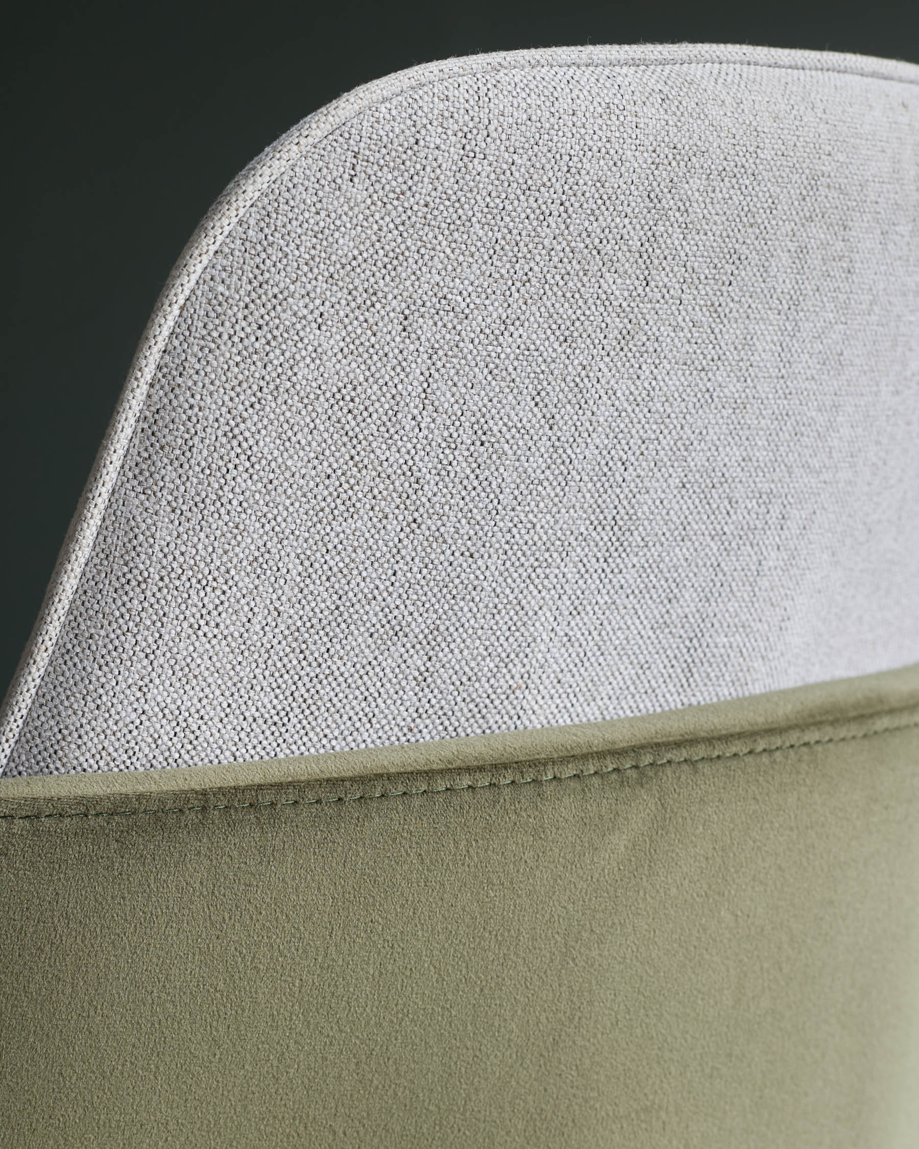 Wren natural fabric and olive green velvet dining chair - Image 7