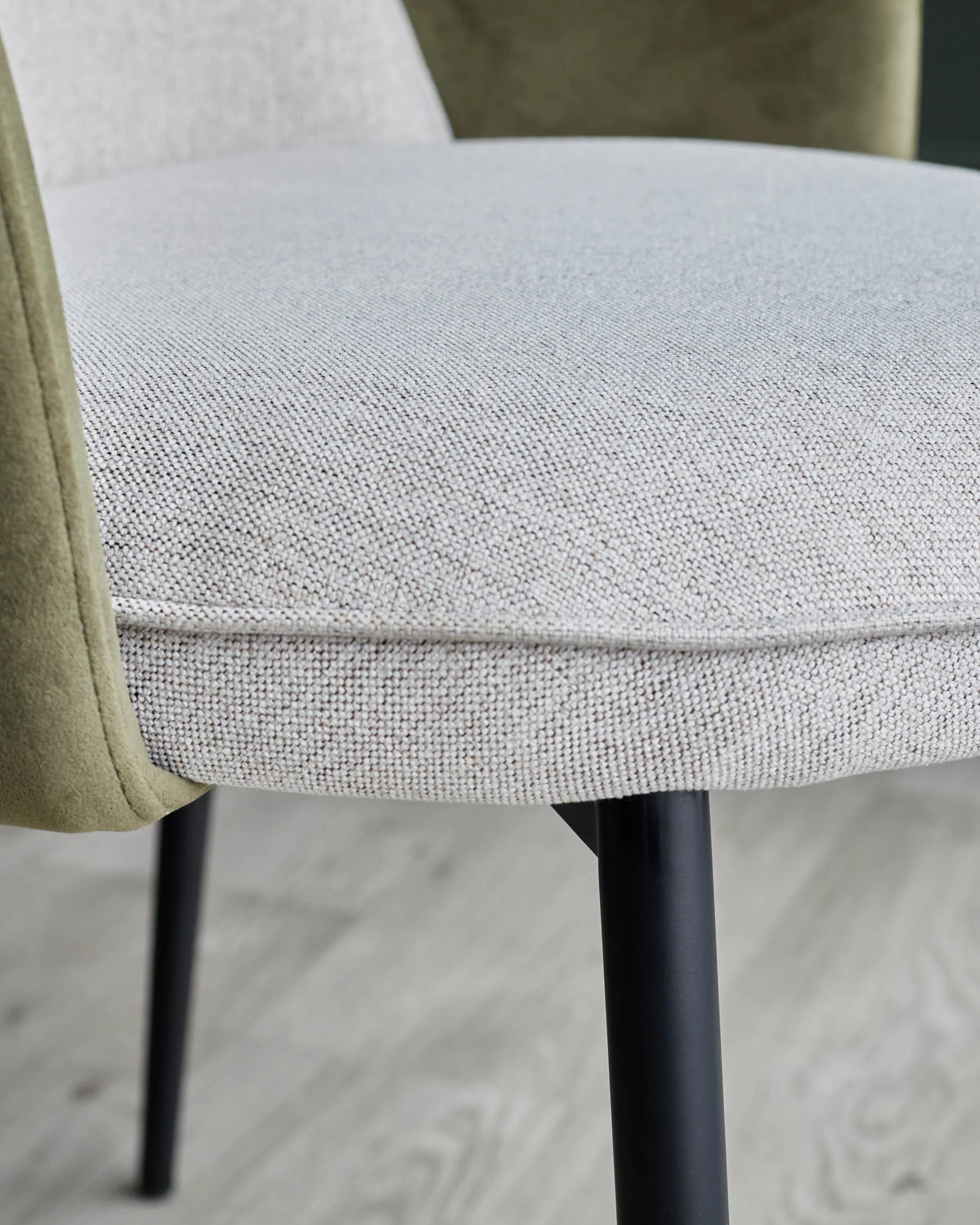 Wren natural fabric and olive green velvet dining chair - Image 8