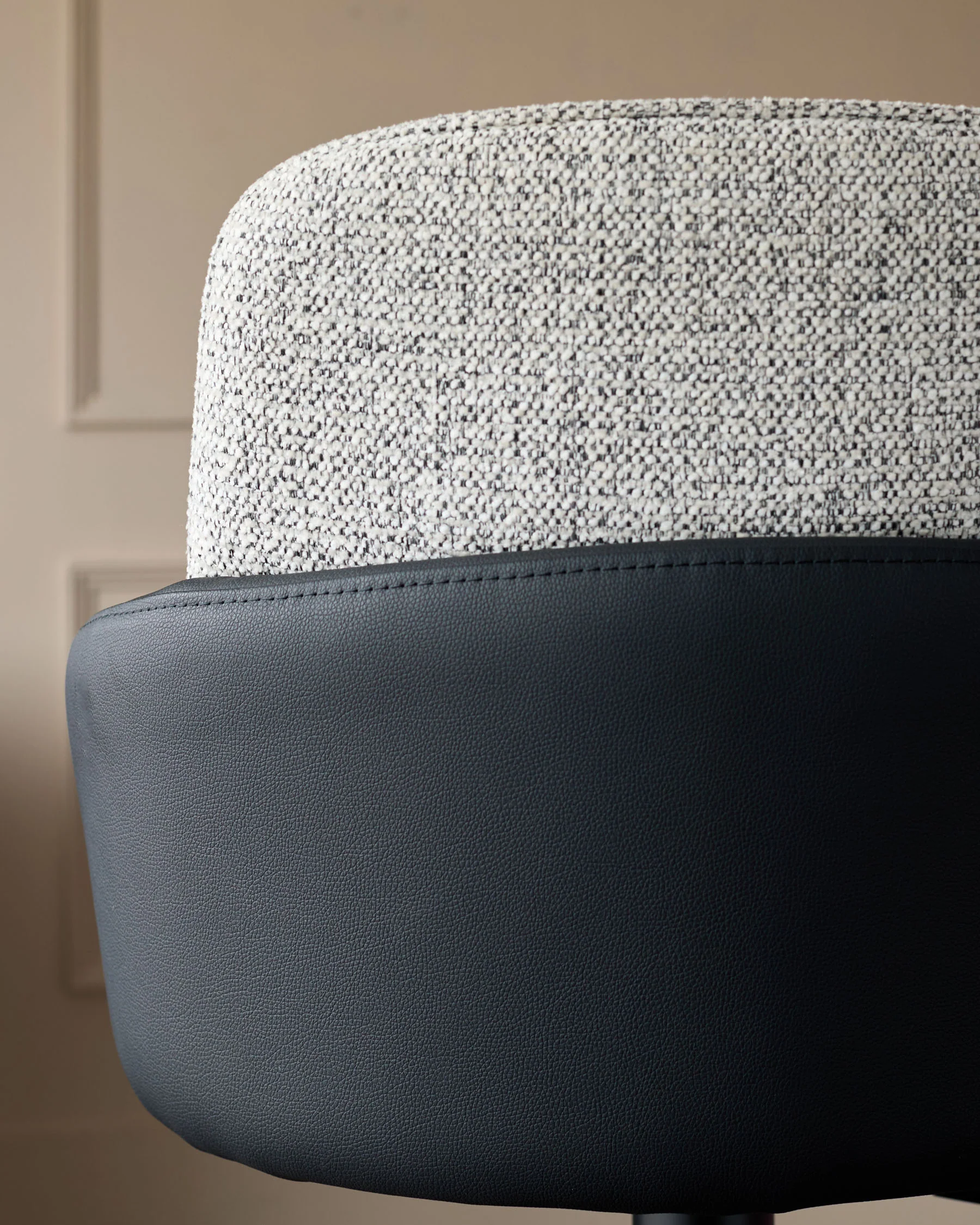 Wren grey fabric and black faux leather gas lift bar stool - Image 6