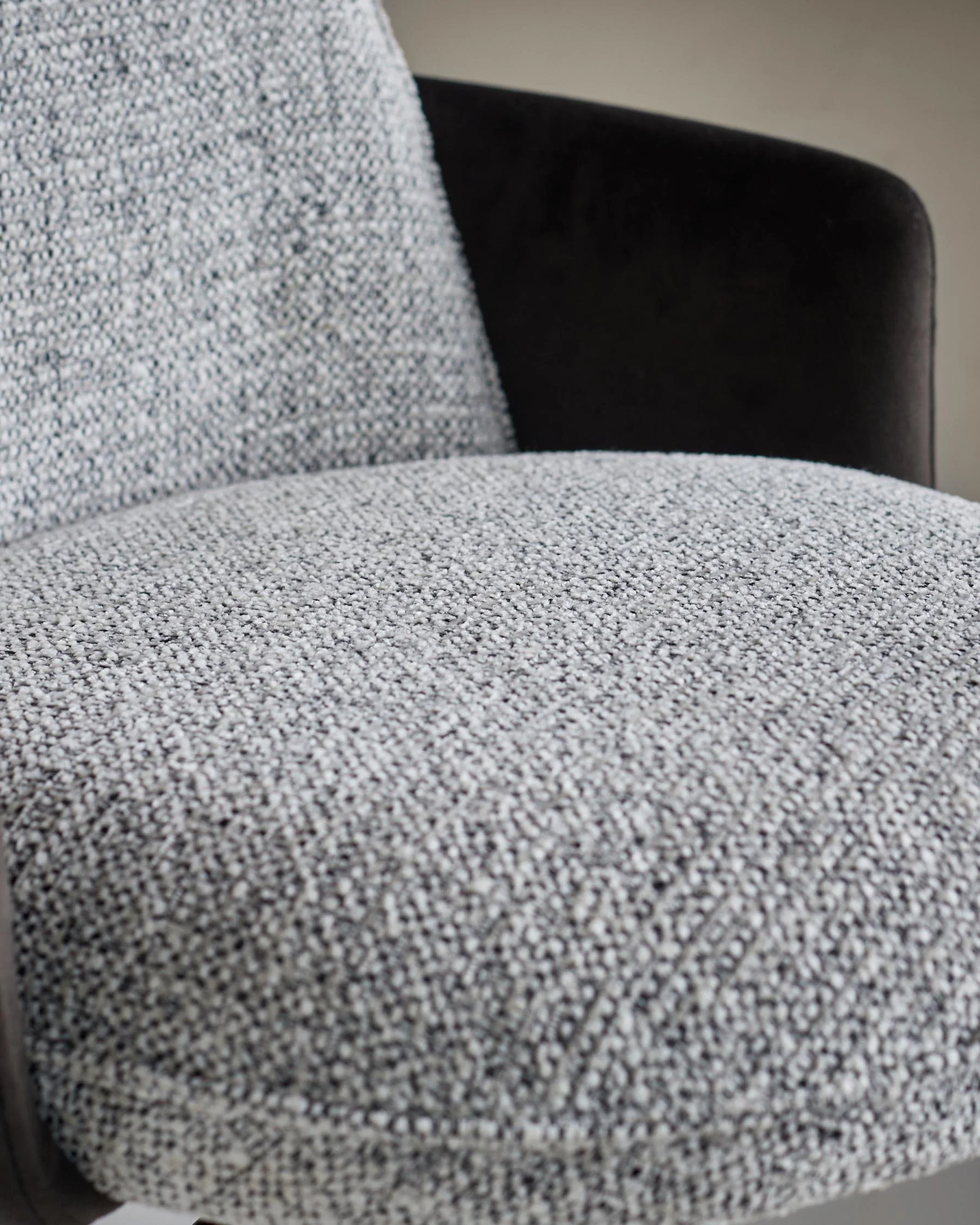 Wren grey fabric and dark chocolate velvet gas lift bar stool - Image 4