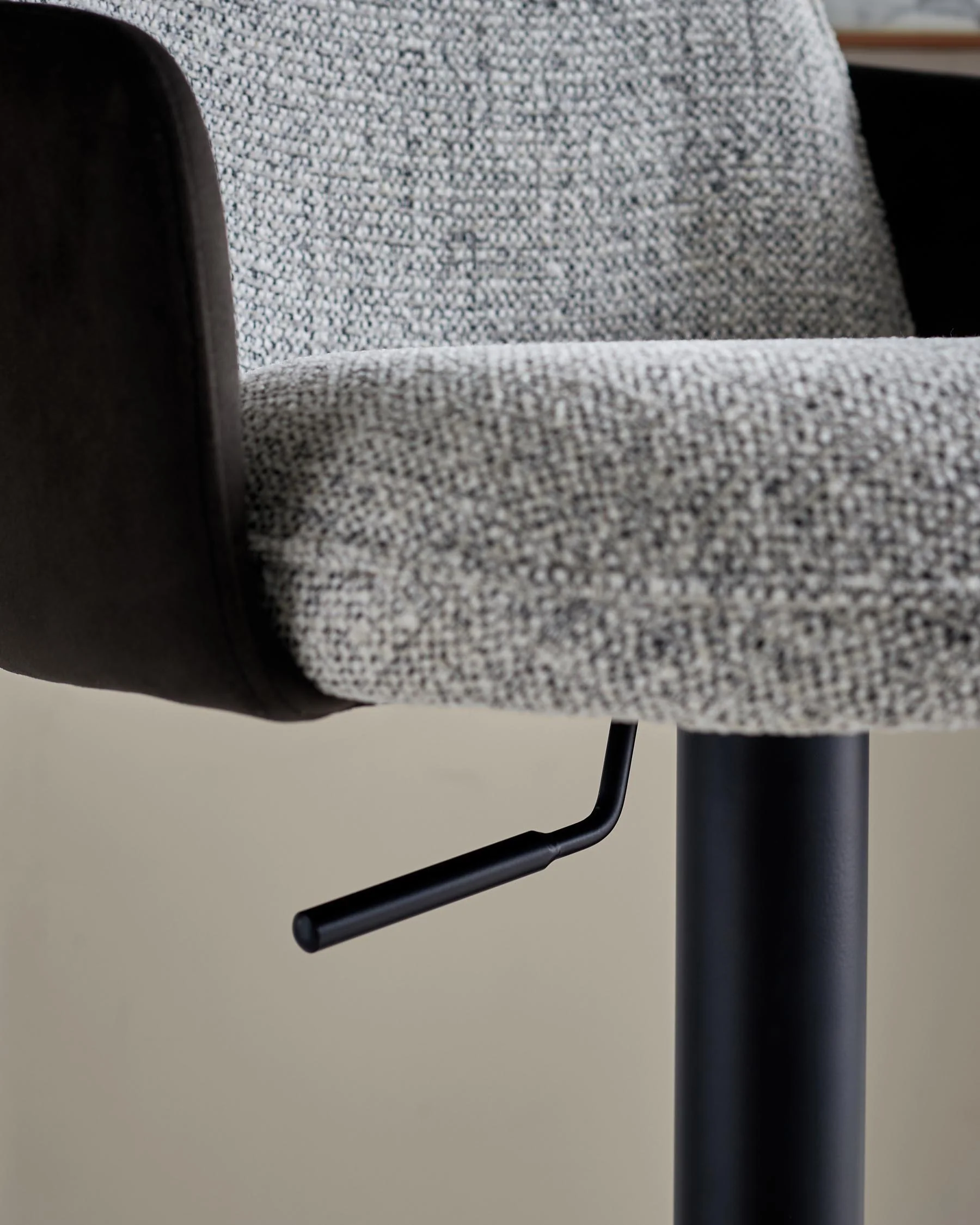 Wren grey fabric and dark chocolate velvet gas lift bar stool - Image 9
