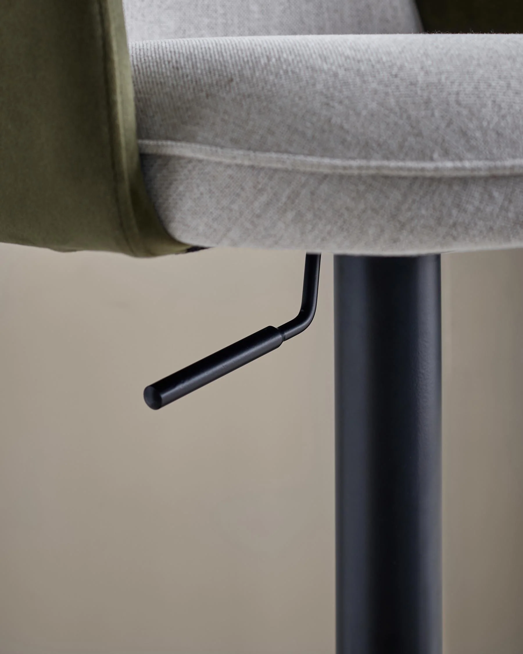 Wren natural fabric and olive green velvet gas lift bar stool - Image 9