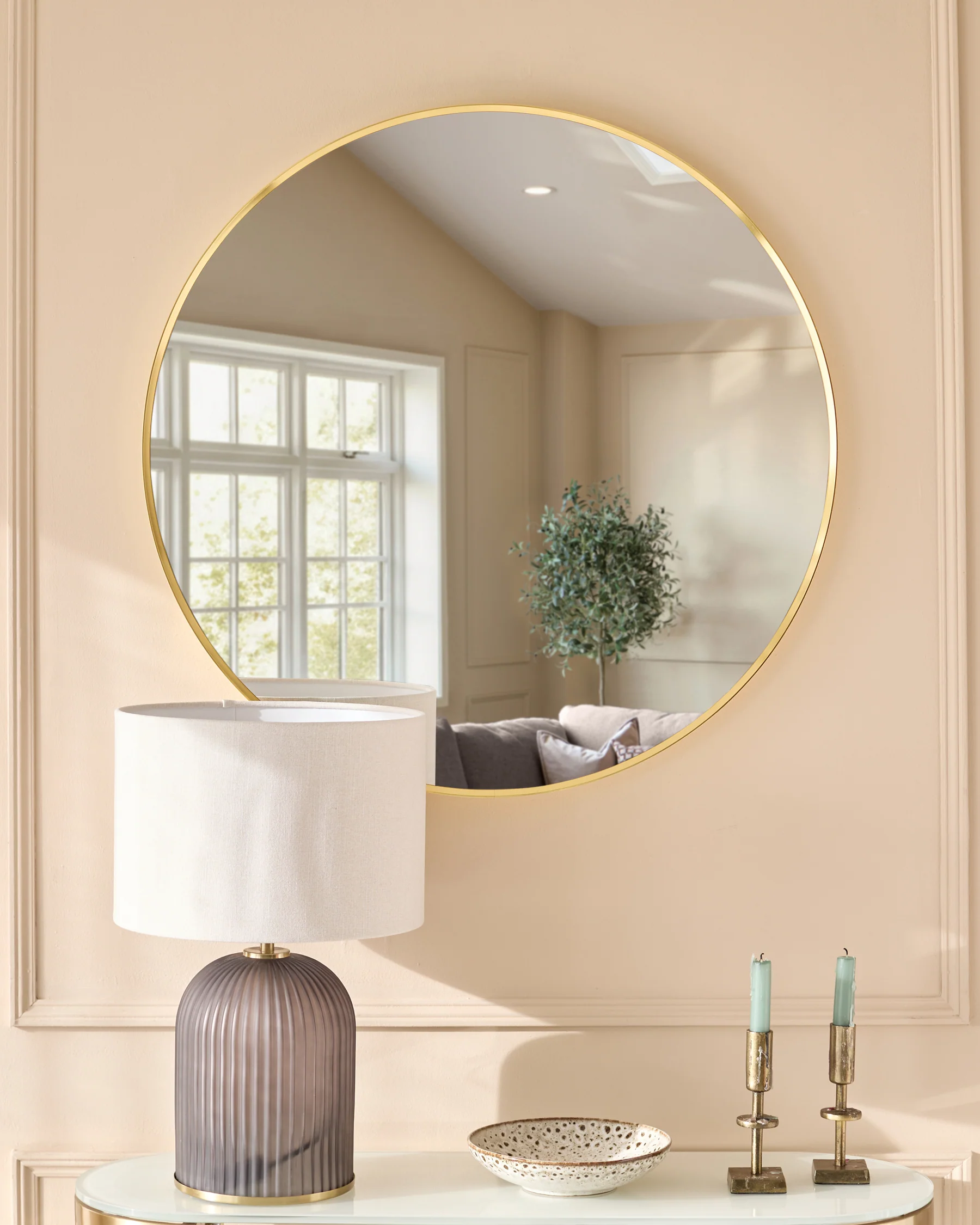 Yannis gold large round wall mirror - Image 2