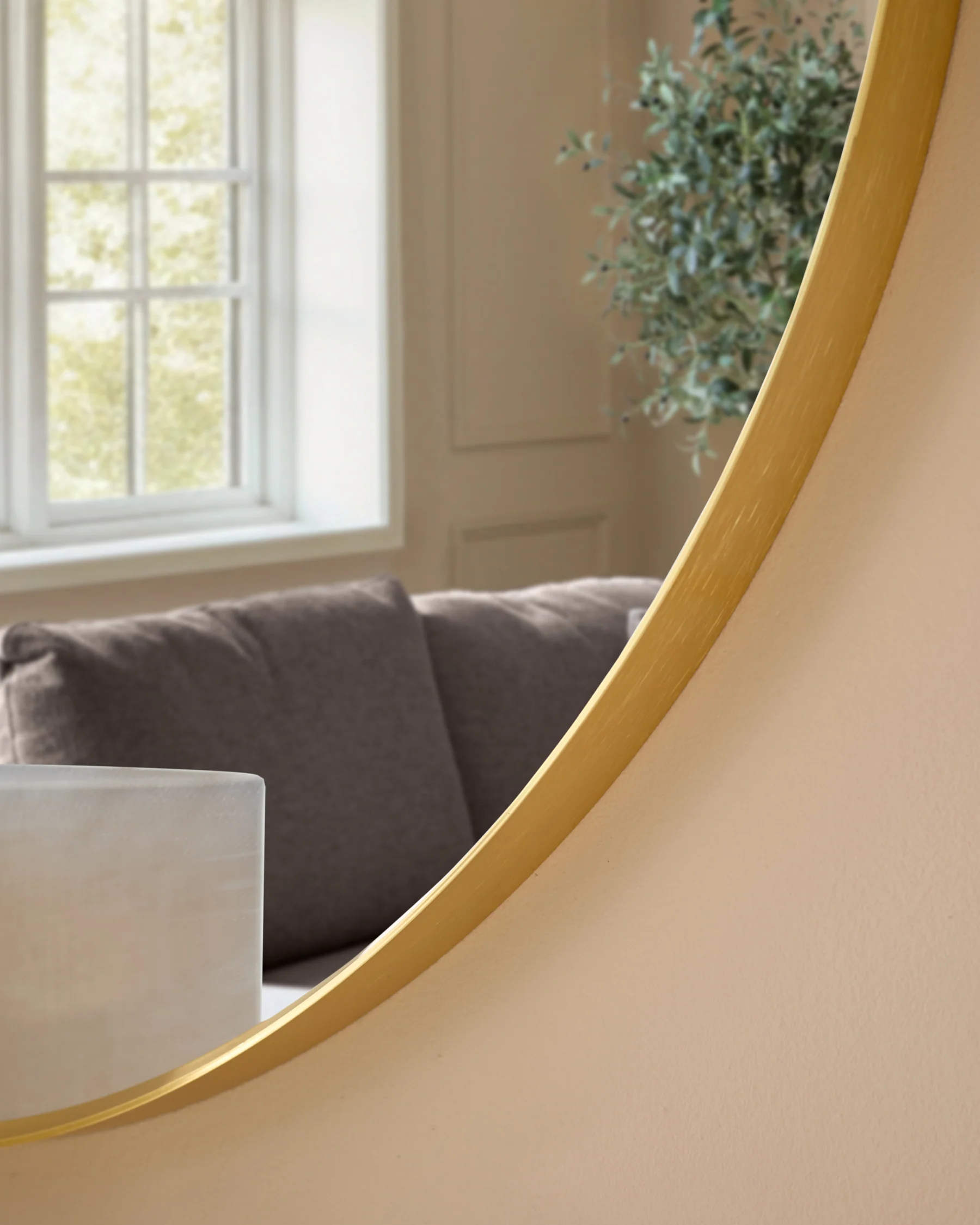 Yannis gold large round wall mirror - Image 4