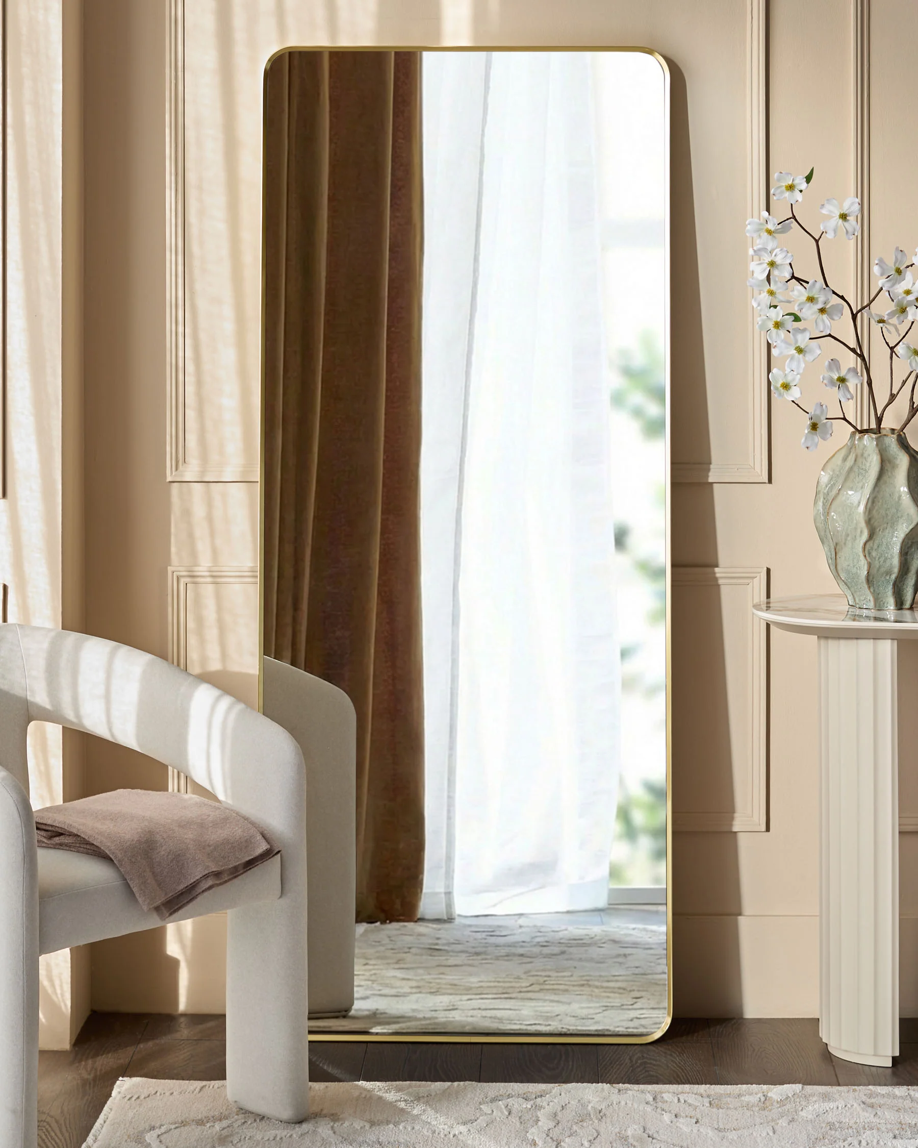 Yannis gold rectangular full length leaner mirror - Image 2