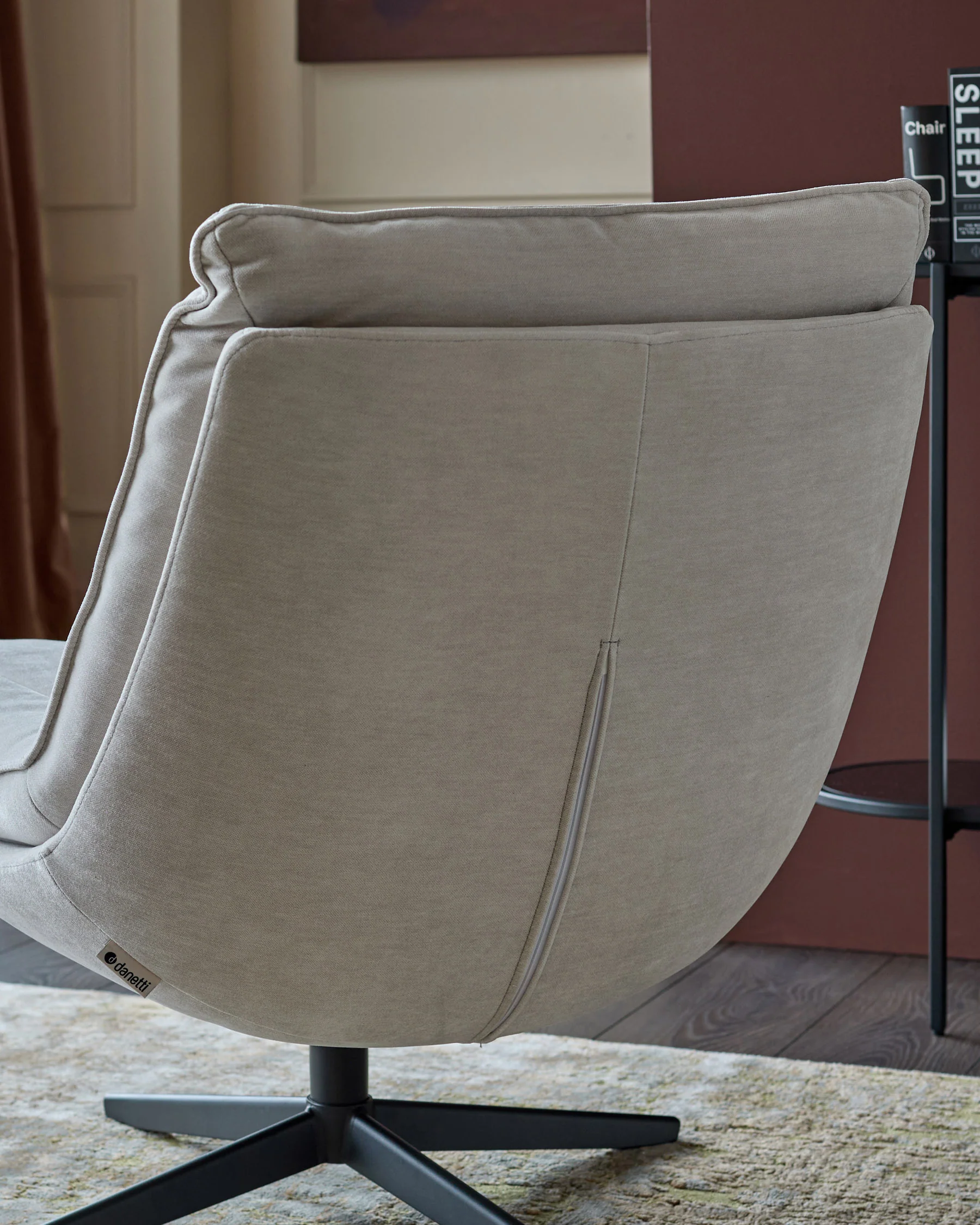 Zia natural grey fabric swivel occasional chair - Image 7