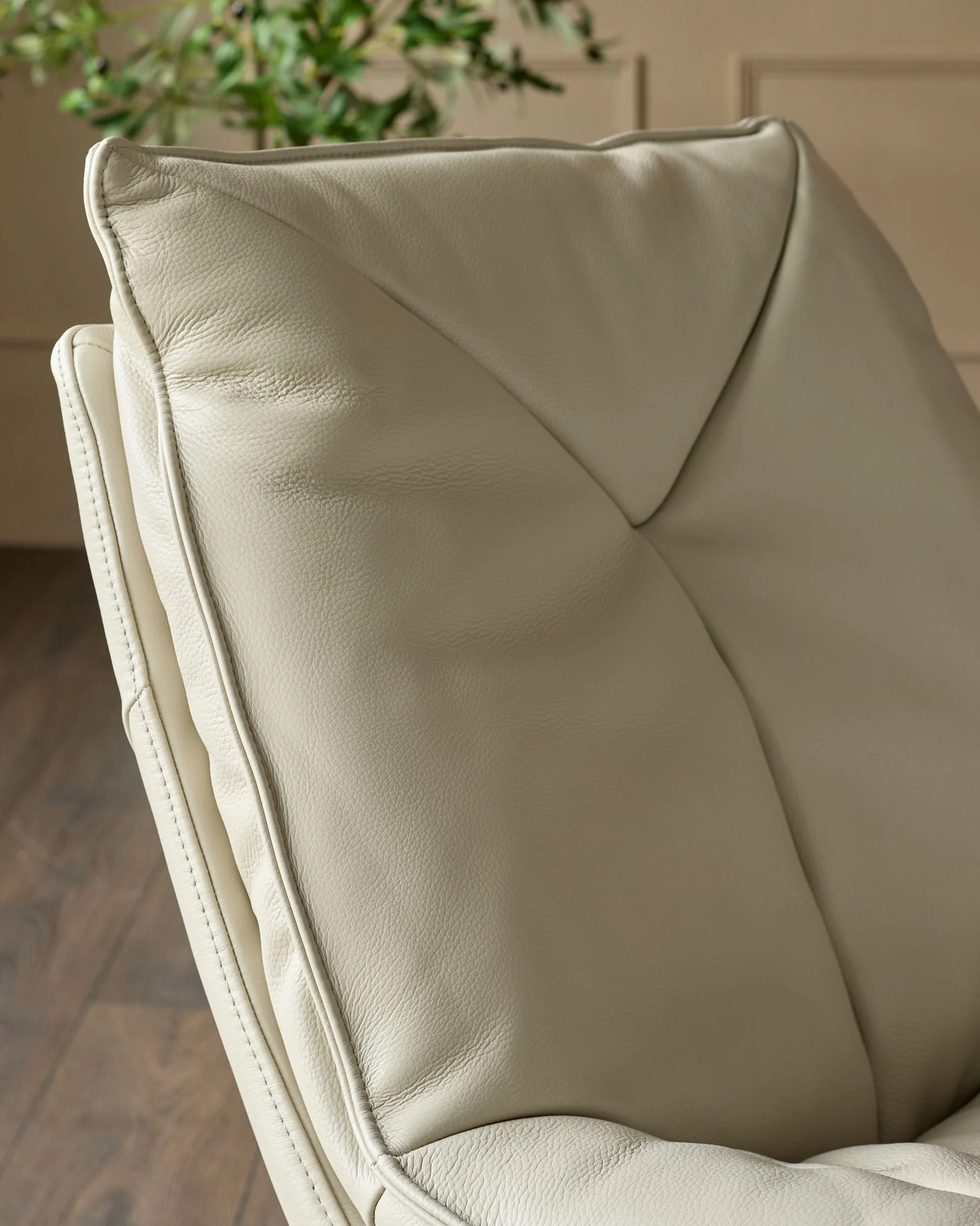 Zia natural grey leather swivel occasional chair - Image 3