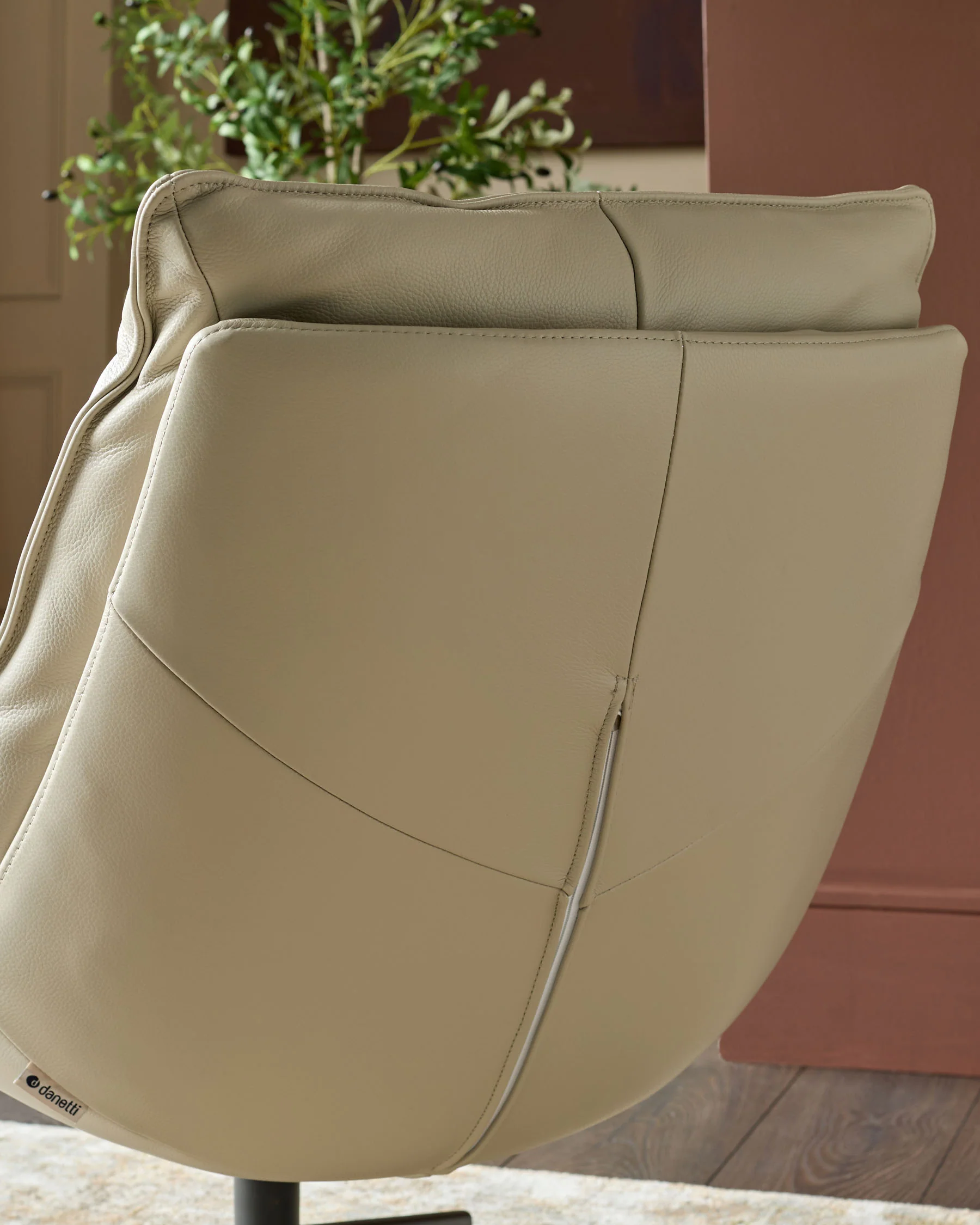 Zia natural grey leather swivel occasional chair - Image 4