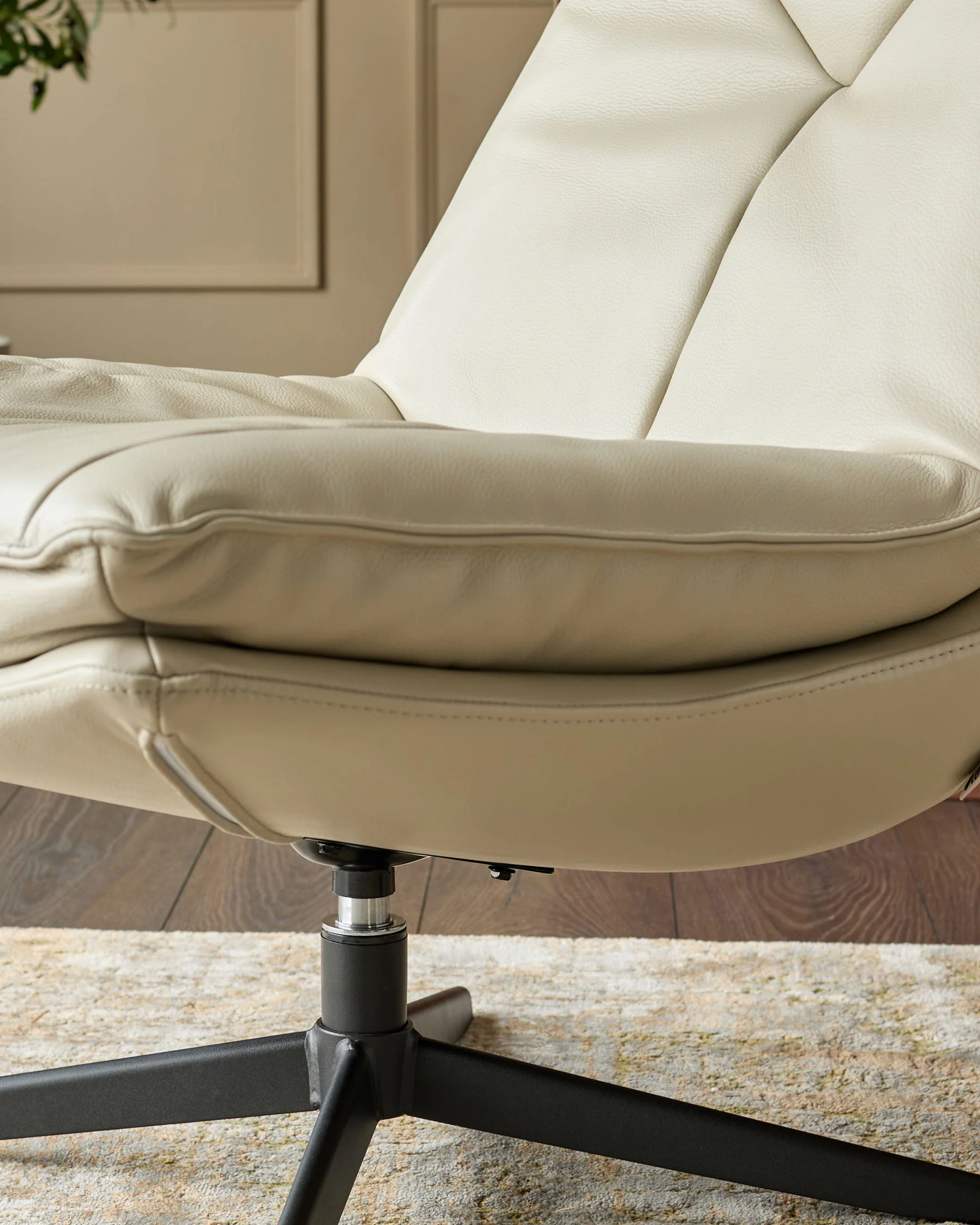 Zia natural grey leather swivel occasional chair - Image 7
