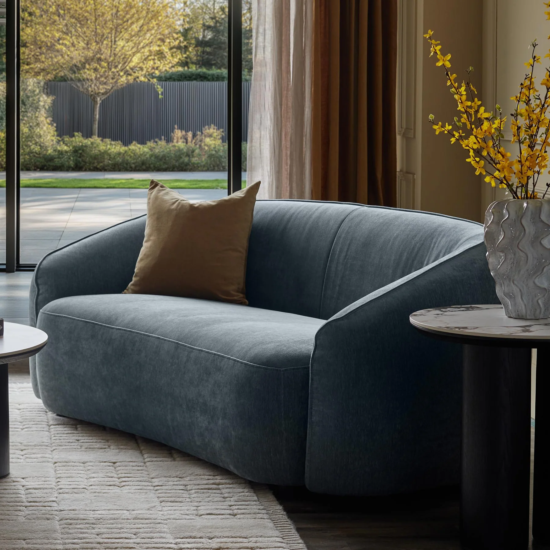 Zoey blue grey fabric 2 seater sofa - Image 5