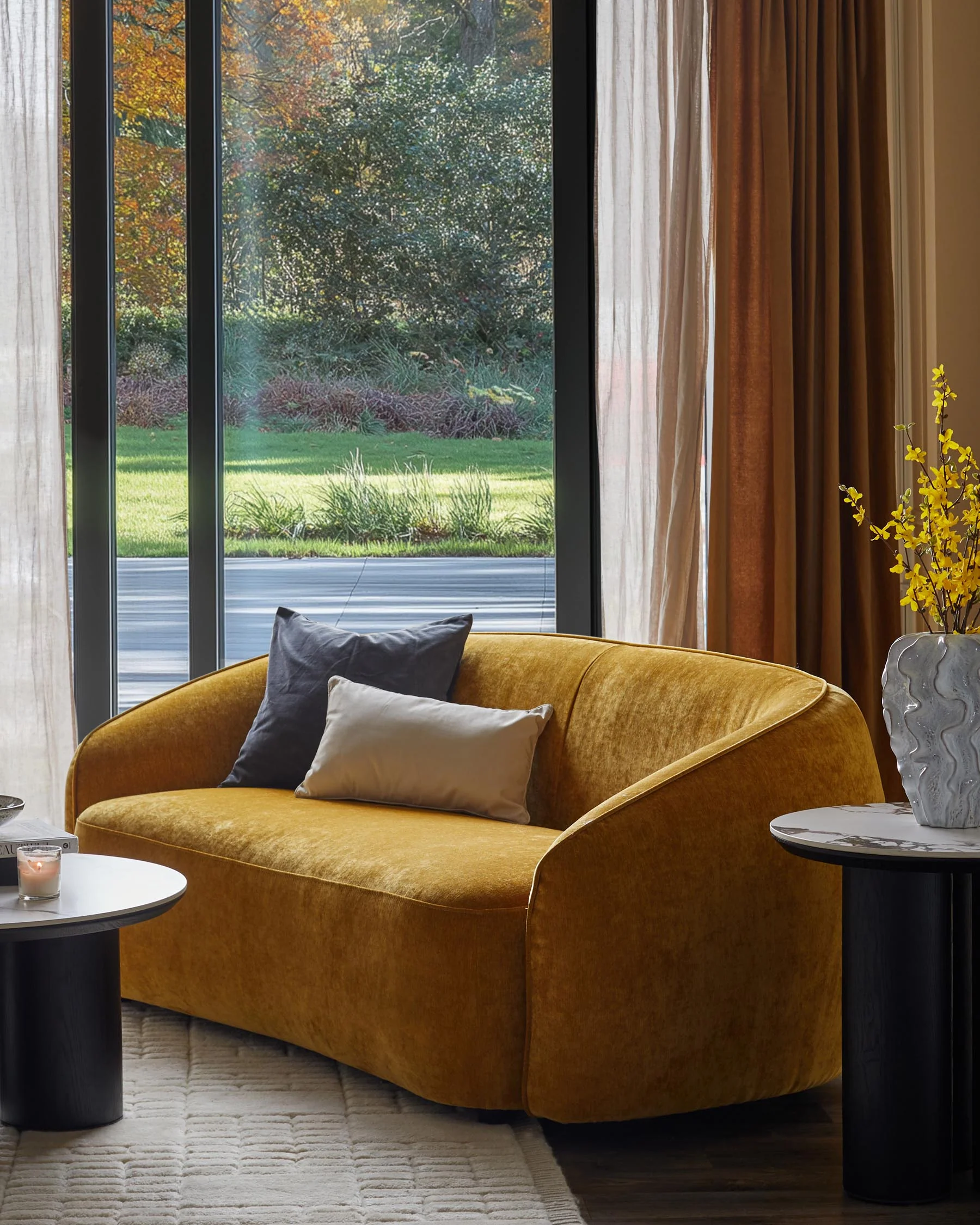 Zoey ochre fabric 2 seater sofa - Image 4