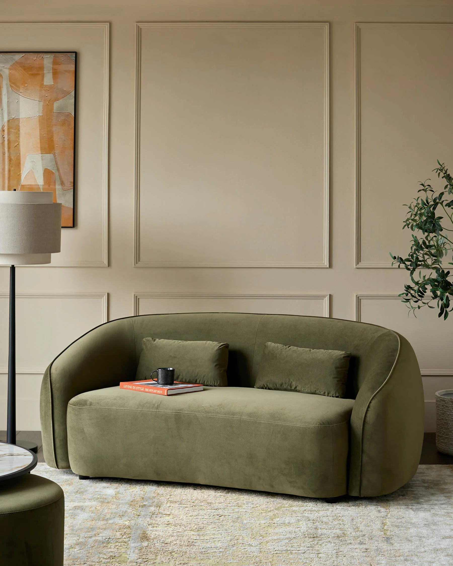 Zoey olive green velvet 2 seater sofa - Image 7
