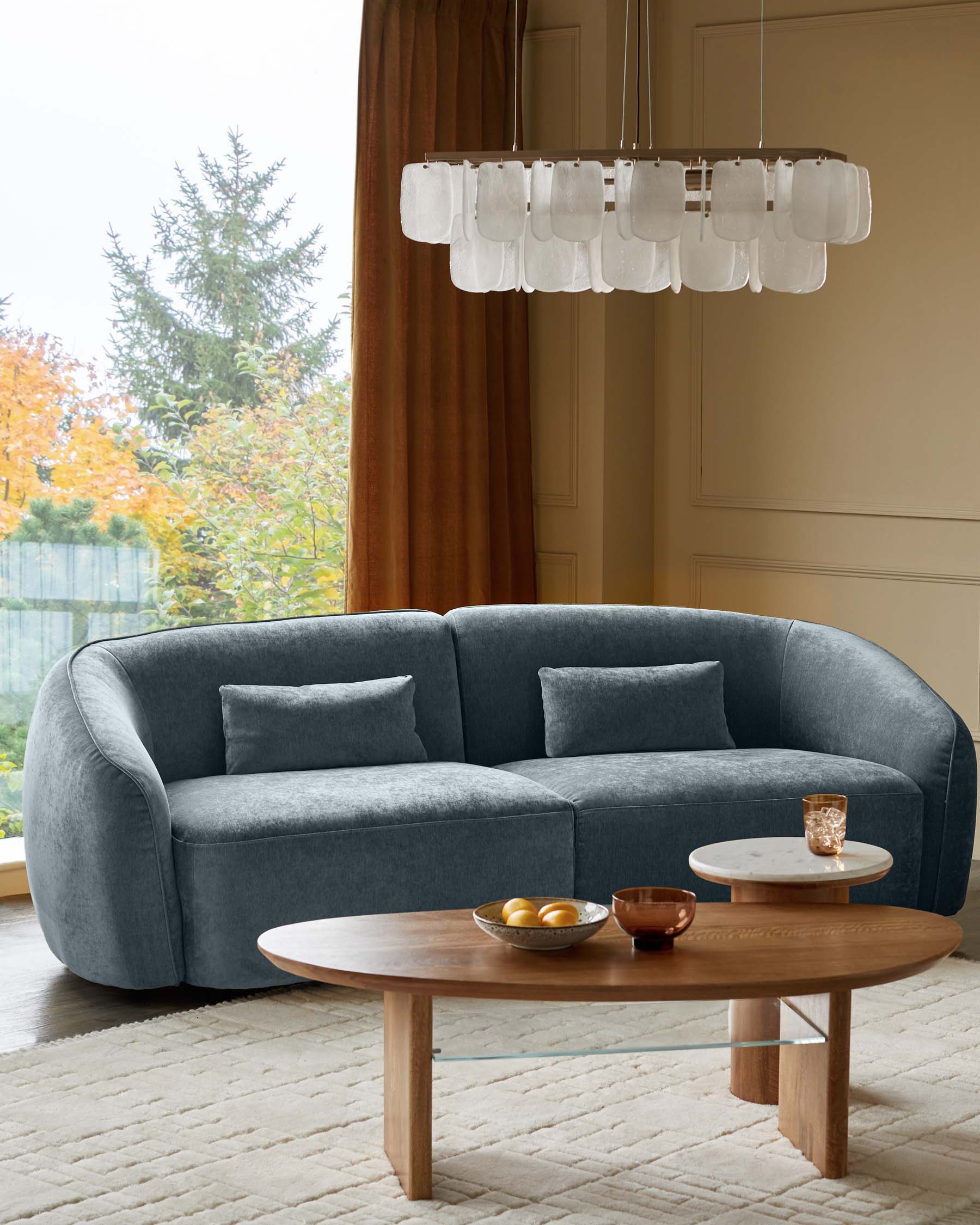 Zoey blue grey fabric 3 seater sofa - Image 2