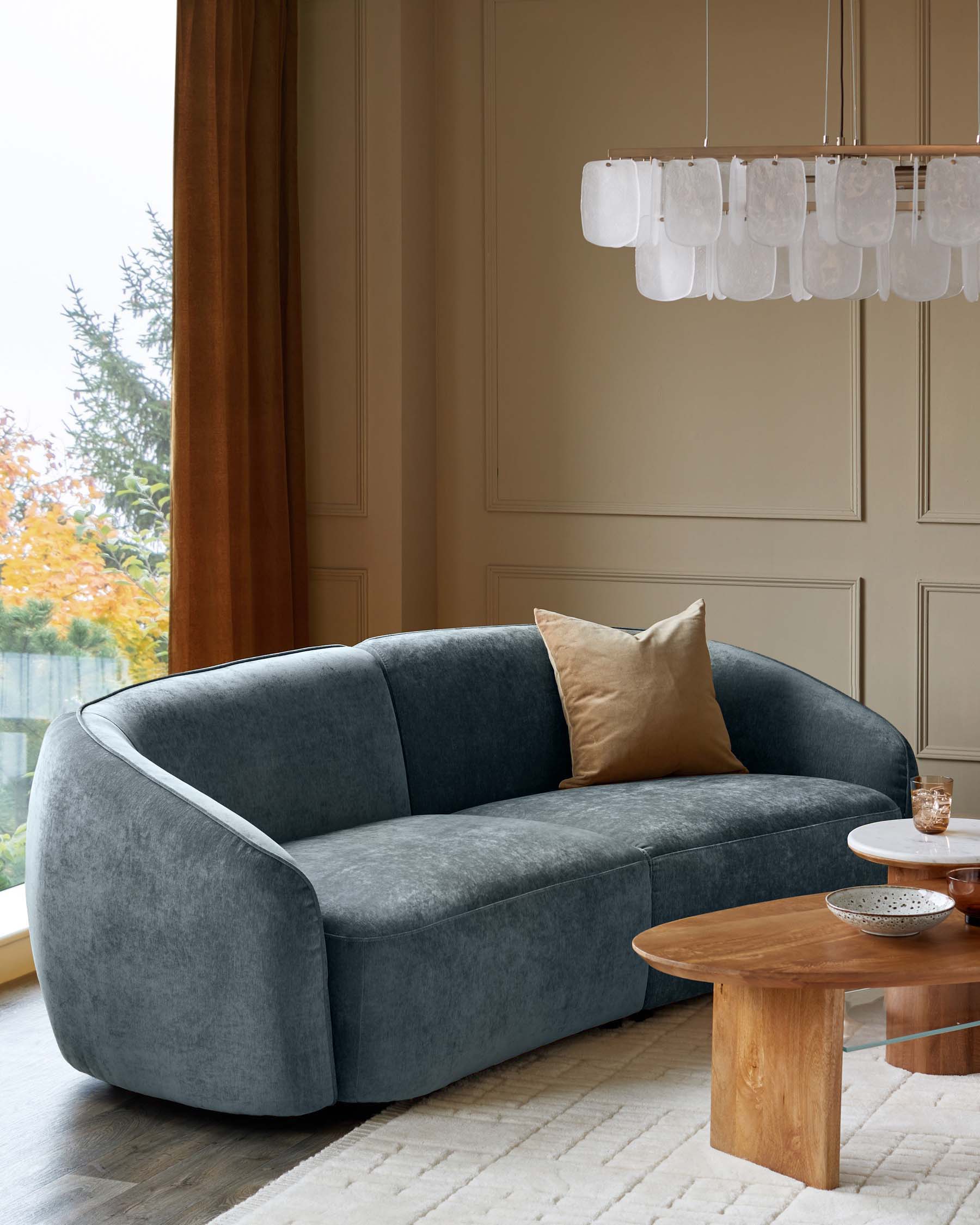 Zoey blue grey fabric 3 seater sofa - Image 3