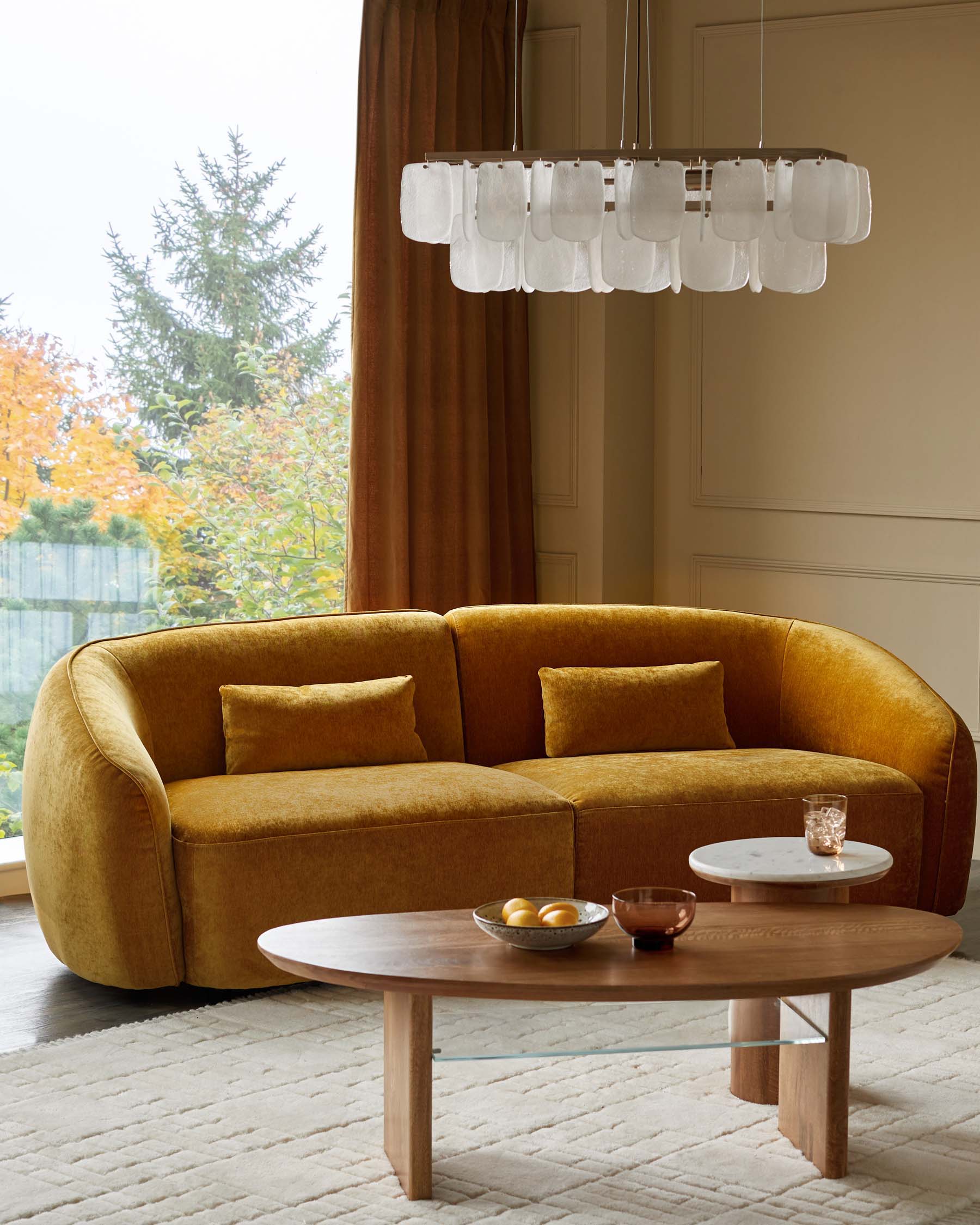Zoey ochre fabric 3 seater sofa - Image 2