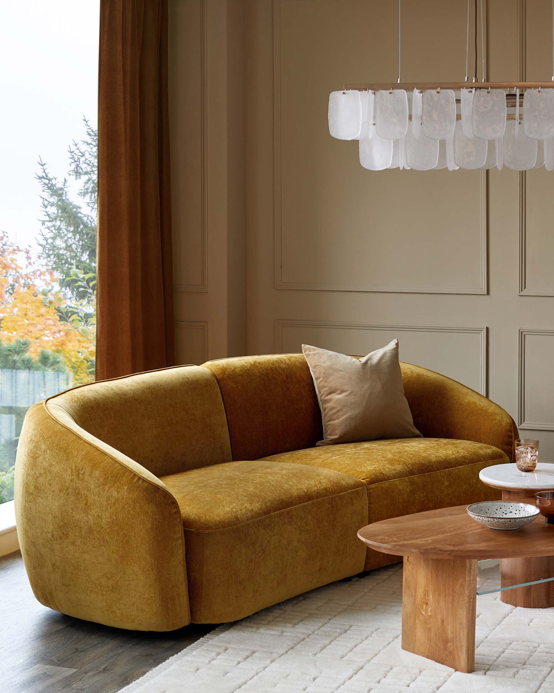 Zoey ochre fabric 3 seater sofa - Image 3