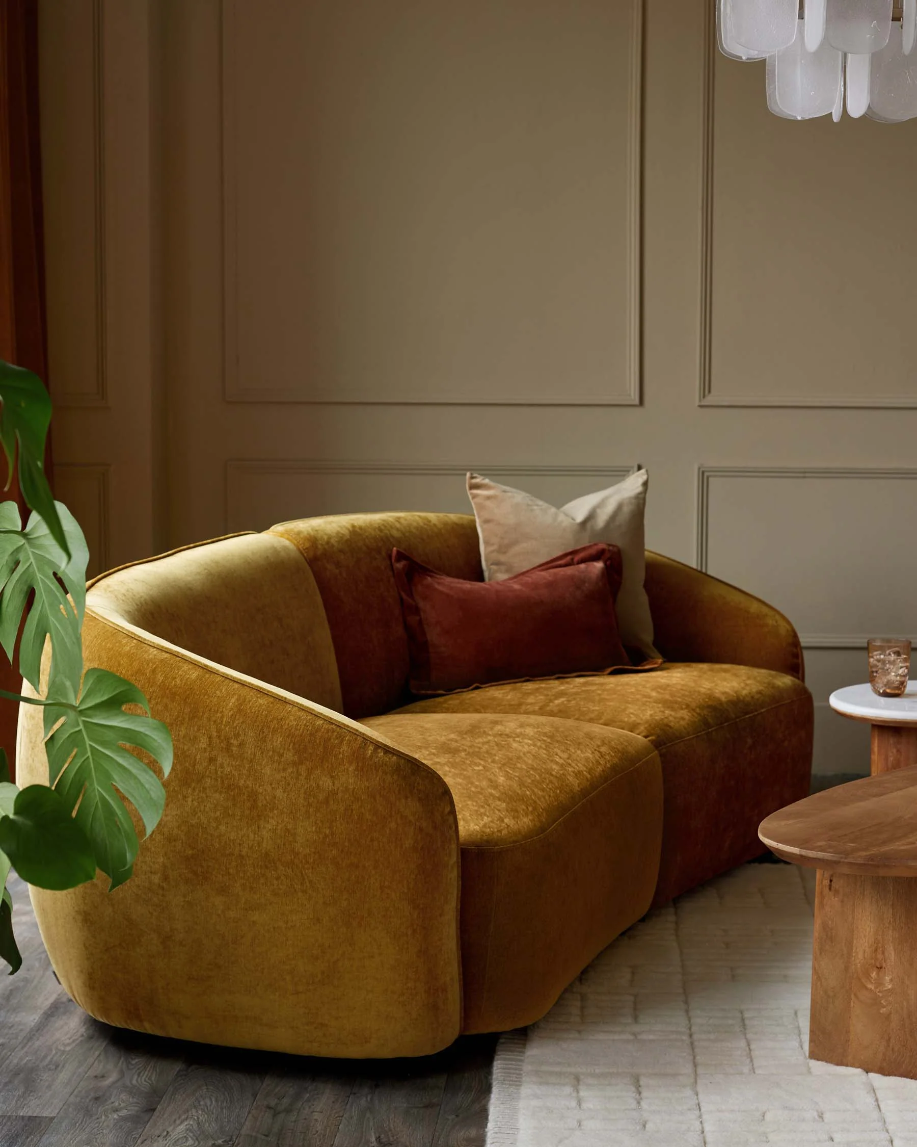 Zoey ochre fabric 3 seater sofa - Image 5