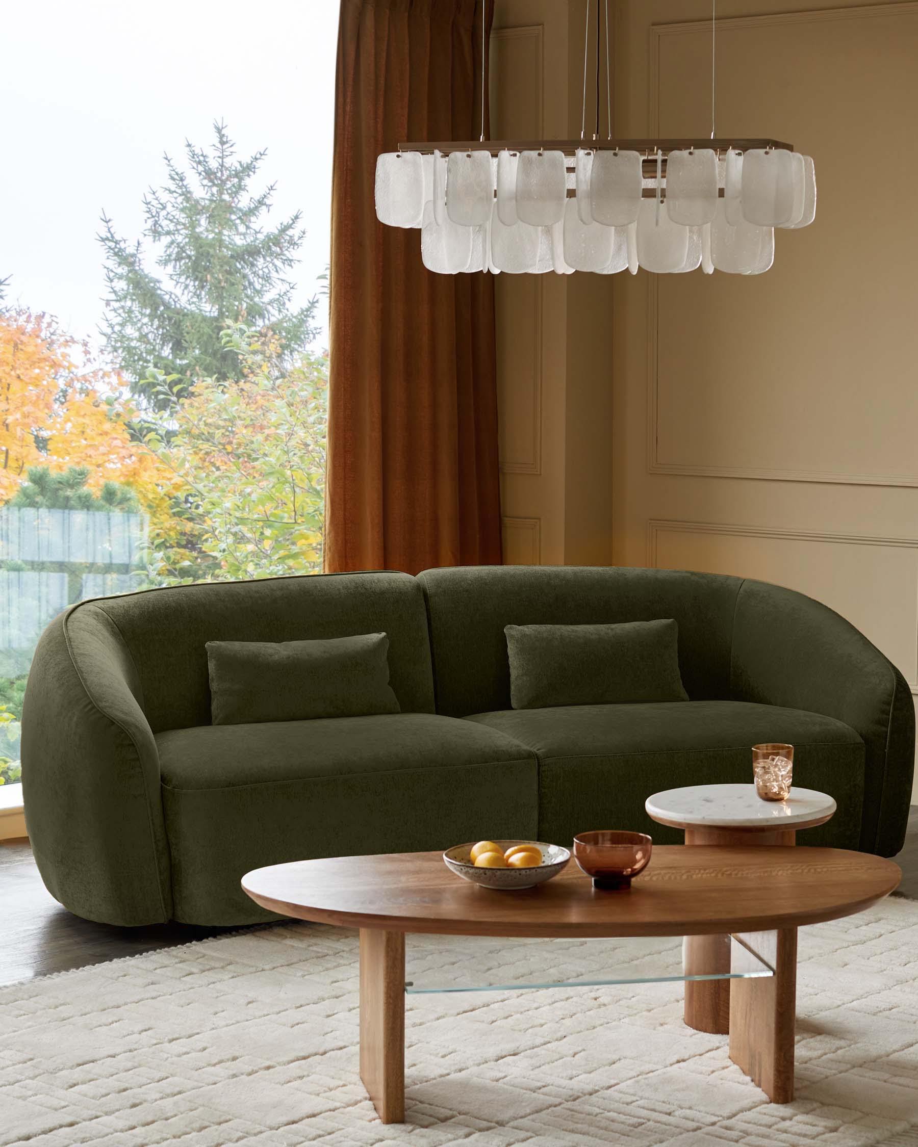 Zoey olive green velvet 3 seater sofa - Image 4