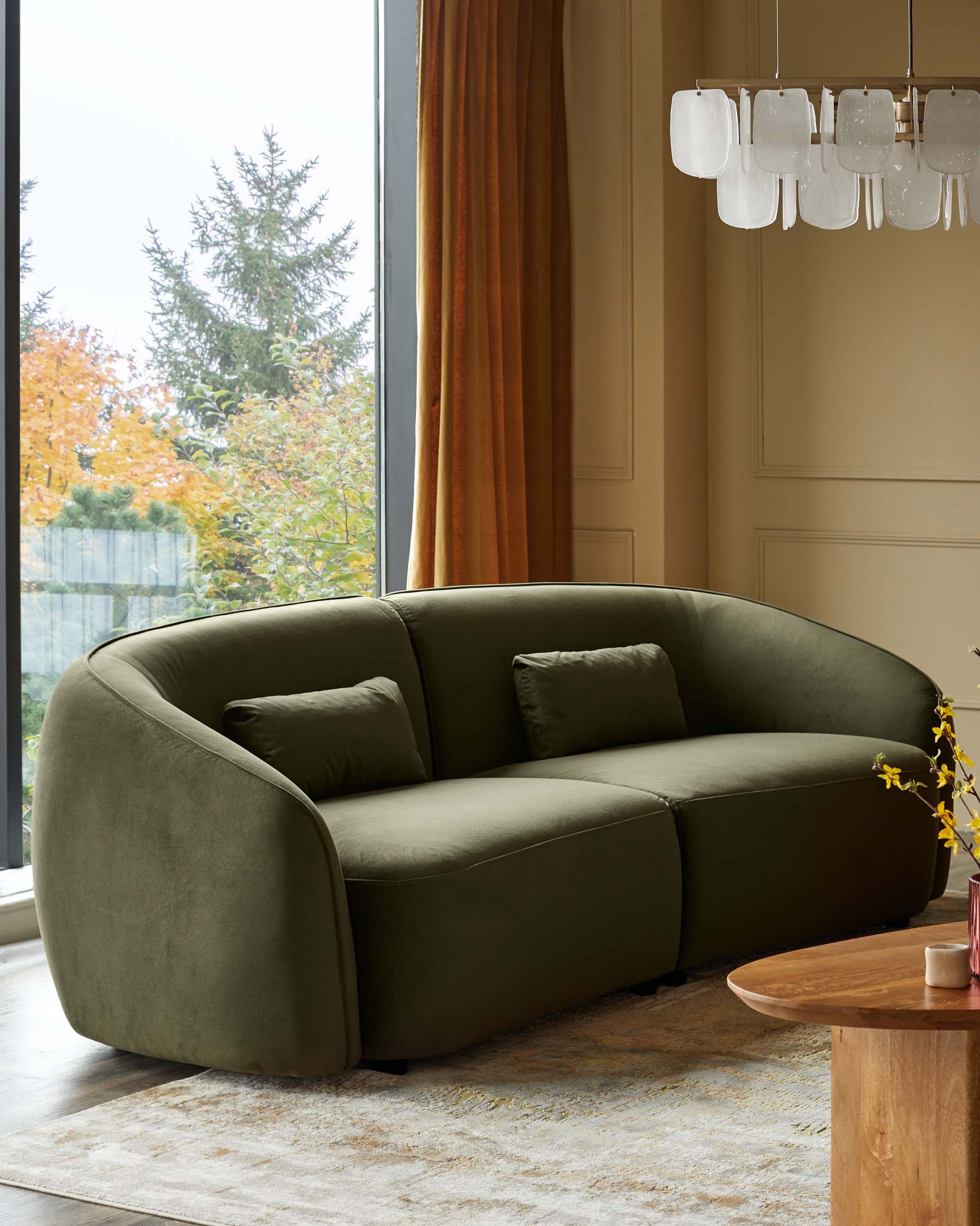 Zoey olive green velvet 3 seater sofa - Image 7