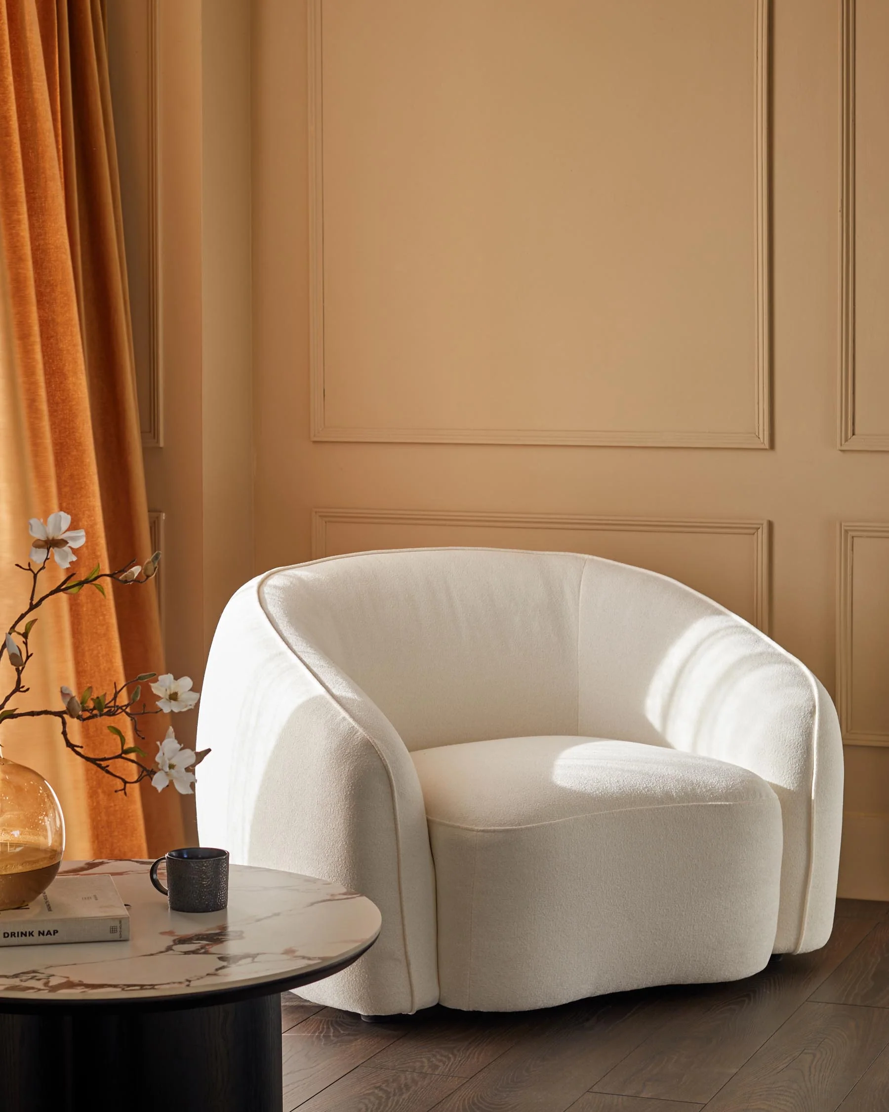 Zoey ivory boucle armchair - Image 5