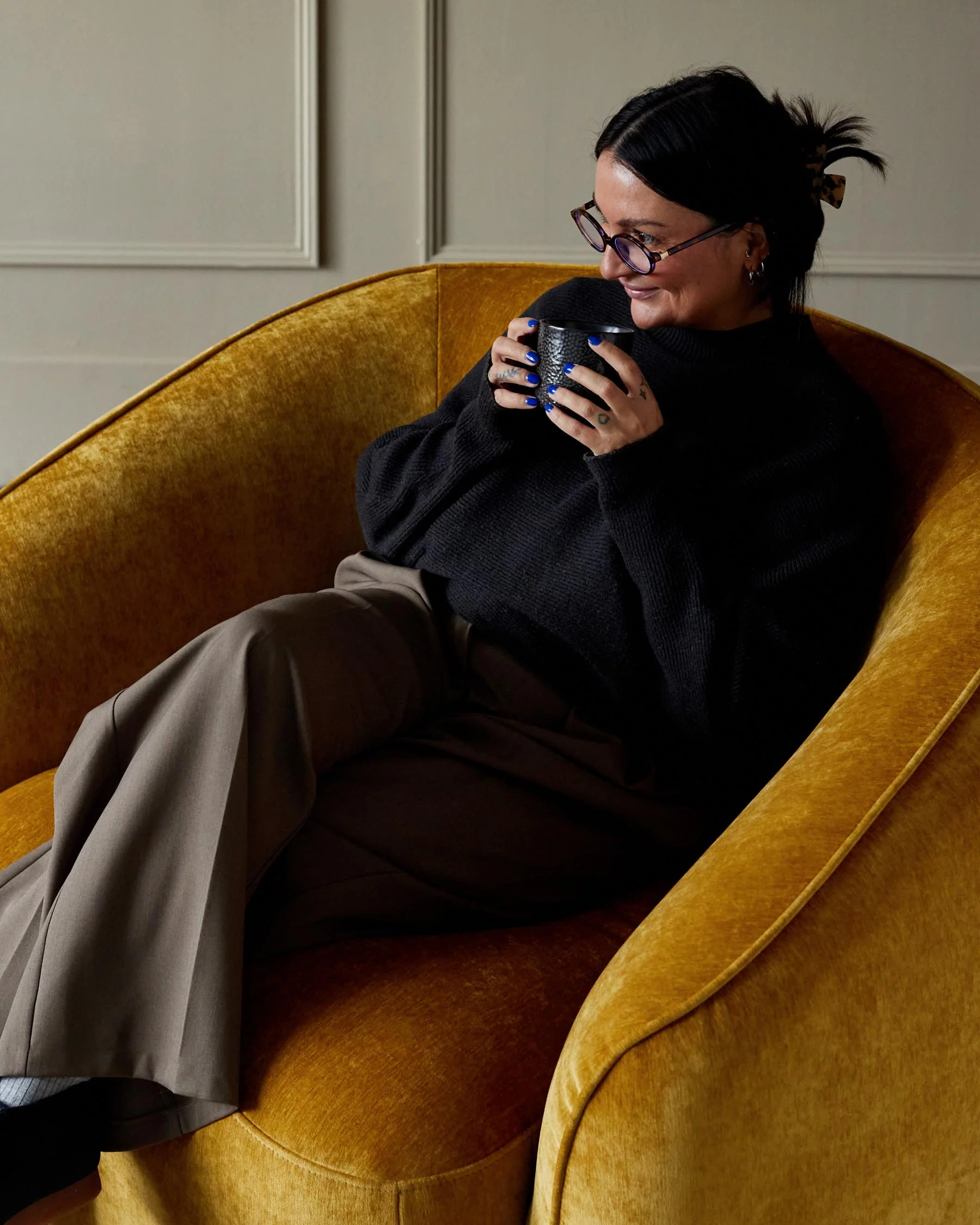 Zoey ochre fabric armchair - Image 2