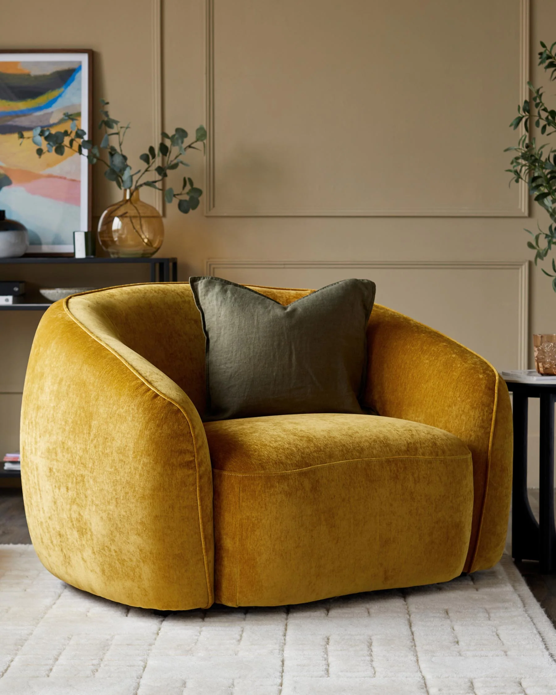 Zoey ochre fabric armchair - Image 3